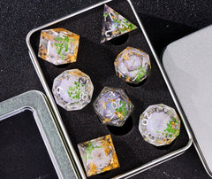 Resin Liquid Sand Plant Dice Set – Starry Sky Polyhedral D&D RPG Dice