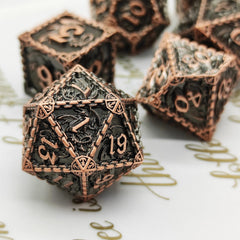 Solid Metal RPG Dice Set – Dragon Themed COC TRPG DND Polyhedral Dice