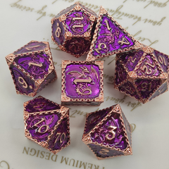 Solid Metal RPG Dice Set – Dragon Themed COC TRPG DND Polyhedral Dice