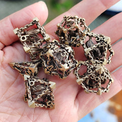 Bronze Hollow 3D Dragon Dice Set – Metal DND Dice for Tabletop RPG