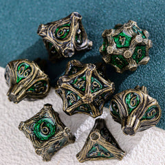 Solid Metal DND Dice – COC TRPG Polyhedral Dice with Deadwood Edge Design