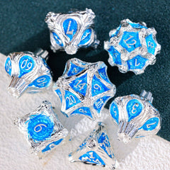 Solid Metal DND Dice – COC TRPG Polyhedral Dice with Deadwood Edge Design