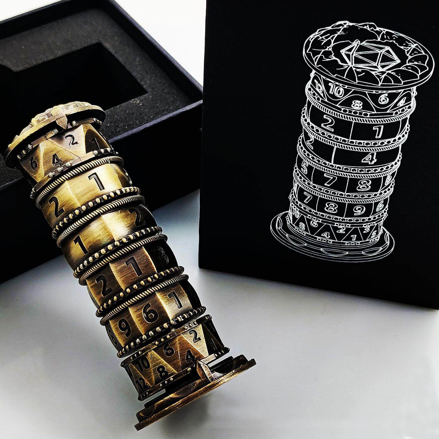 Metal Tower Dice Set – 7-in-1 DND, COC, Dragon & Dungeon D20 Polyhedral Dice