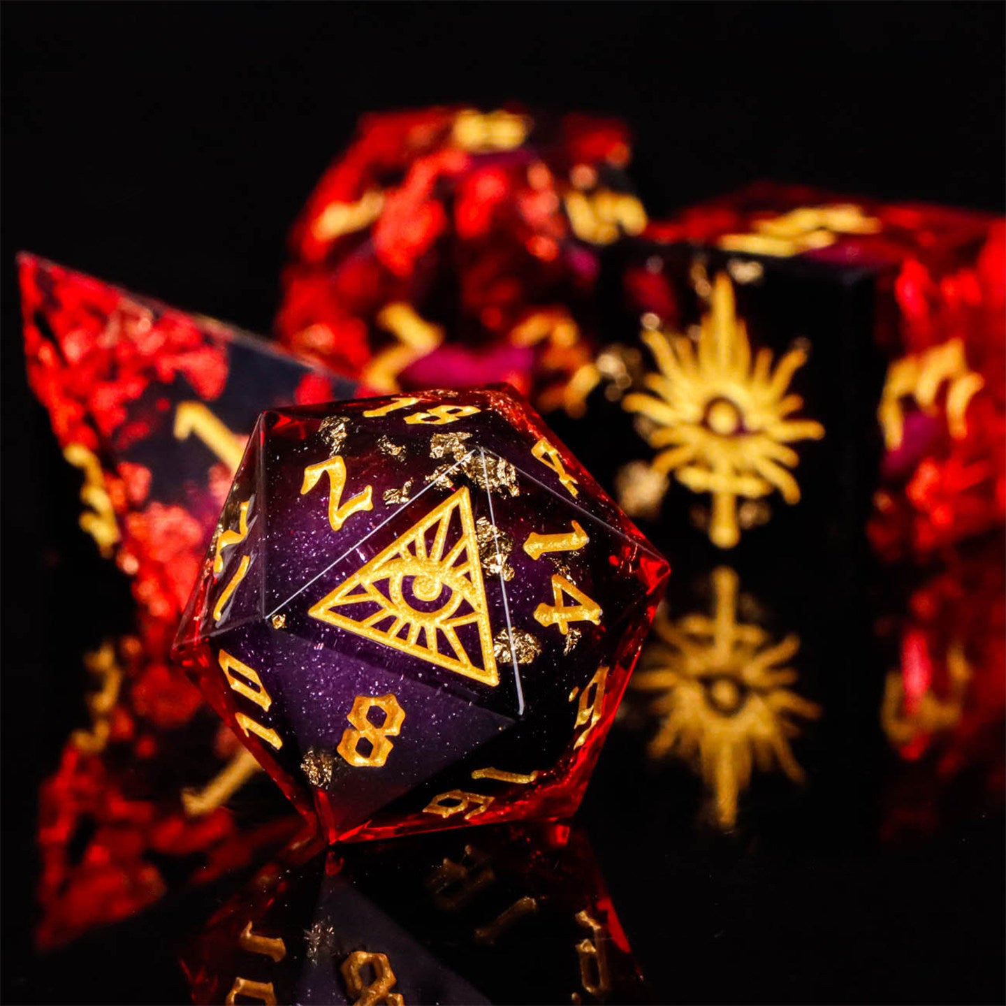 Demon Eye Flowing Sand Dice for COC, DND & Baldur’s Gate 3 Resin TRPG Dice