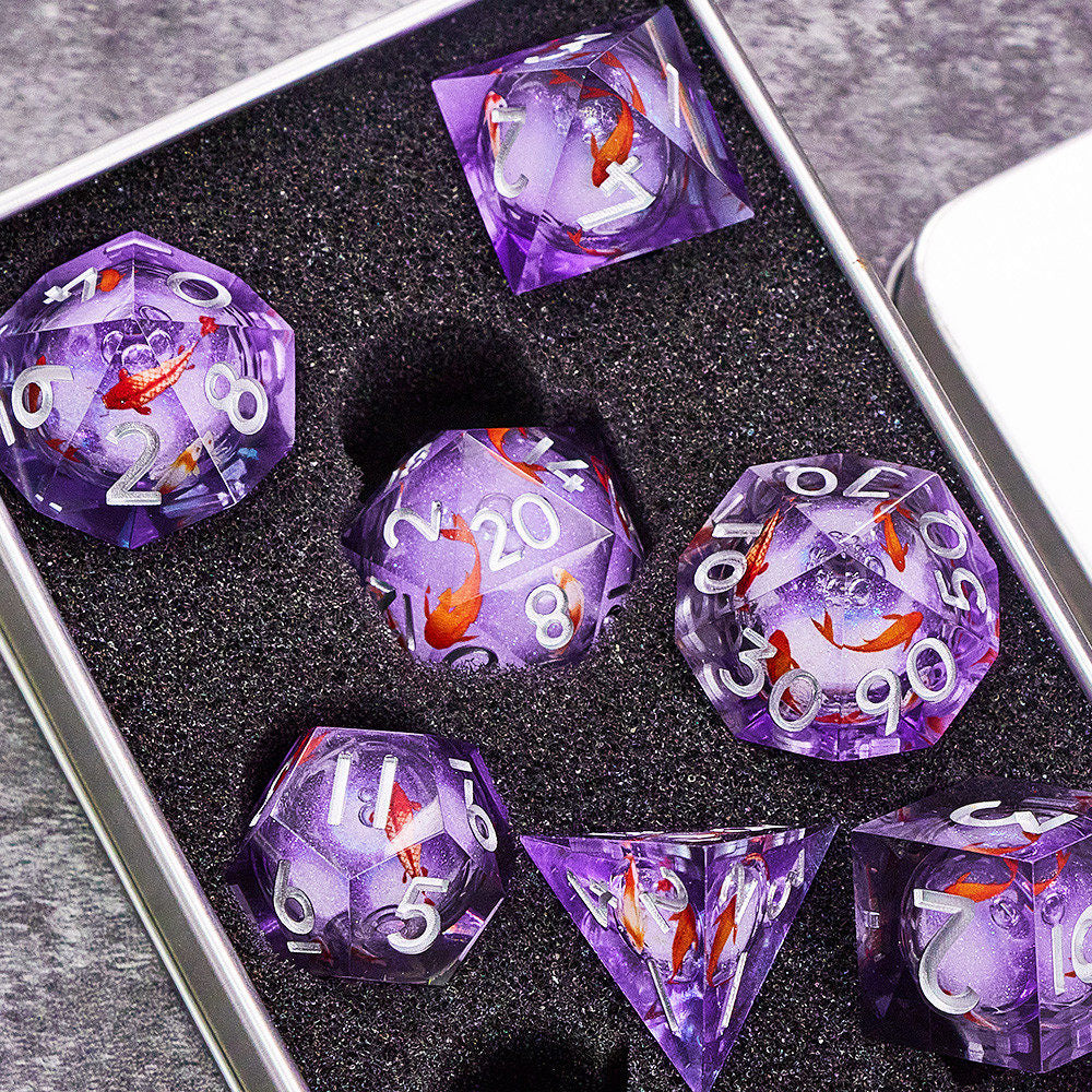 Resin Liquid Sand Plant Dice Set – Starry Sky Polyhedral D&D RPG Dice