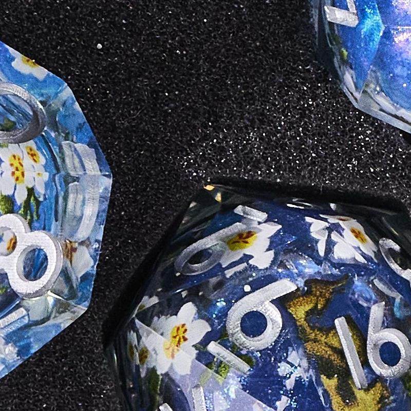 Resin Liquid Sand Plant Dice Set – Starry Sky Polyhedral D&D RPG Dice