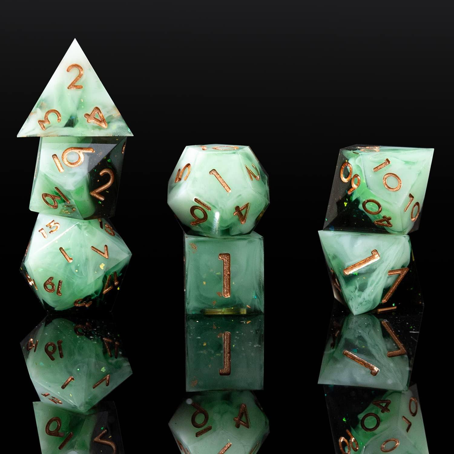 Handmade Sharp-Edge Resin Dice Set – DND COC TRPG Polyhedral RPG Dice