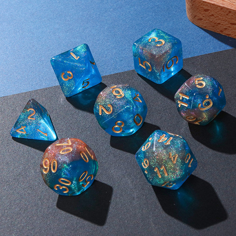 Gradient Polyhedral Dice Set – 7-Piece Acrylic DND TRPG Dice for COC Tabletop Games