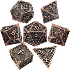 Solid Metal Dragon Dice – COC DND D20 TRPG Polyhedral Dice with Engraved Dragon Design