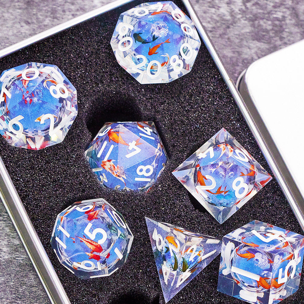 Resin Liquid Sand Plant Dice Set – Starry Sky Polyhedral D&D RPG Dice