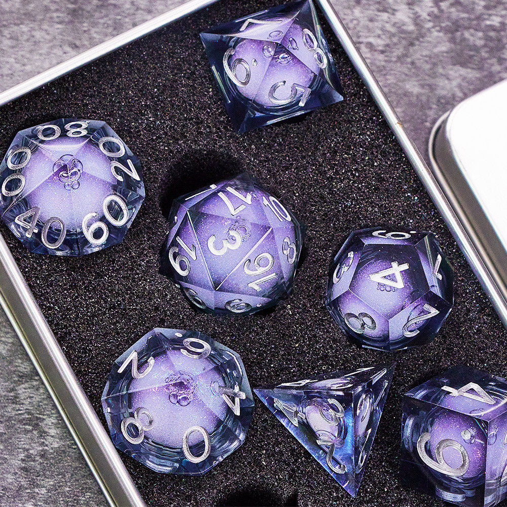 Resin Liquid Sand Plant Dice Set – Starry Sky Polyhedral D&D RPG Dice
