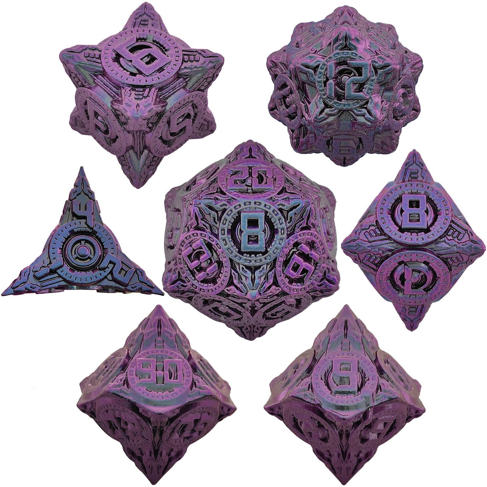 Tech Design Metal Dice Set – Premium Zinc Alloy Polyhedral DND RPG Dice