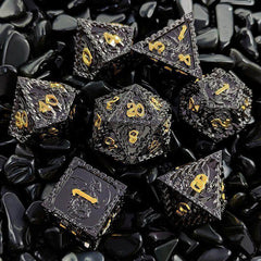 Solid Metal Dragon Dice – COC DND D20 TRPG Polyhedral Dice with Engraved Dragon Design