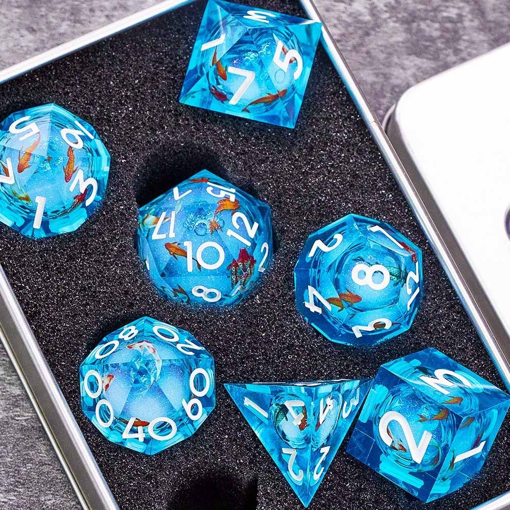 Resin Liquid Sand Plant Dice Set – Starry Sky Polyhedral D&D RPG Dice