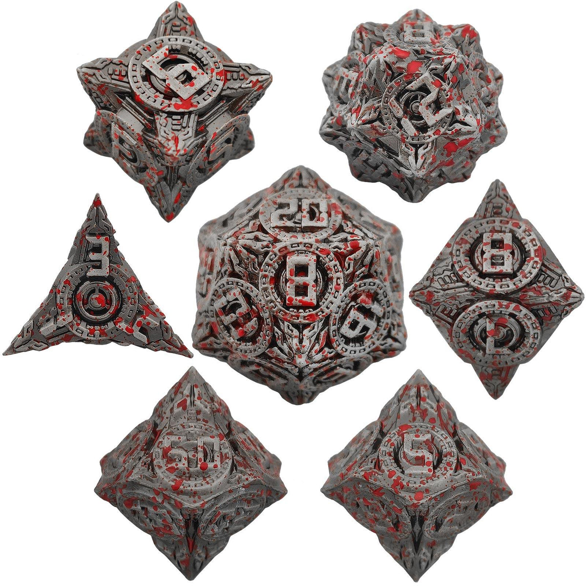 Tech Design Metal Dice Set – Premium Zinc Alloy Polyhedral DND RPG Dice