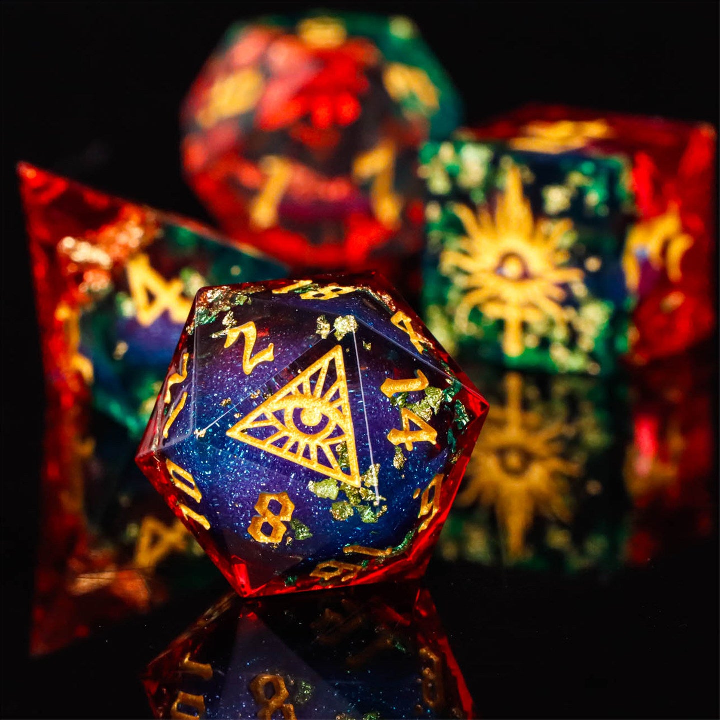 Demon Eye Flowing Sand Dice for COC, DND & Baldur’s Gate 3 Resin TRPG Dice