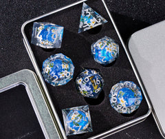 Resin Liquid Sand Plant Dice Set – Starry Sky Polyhedral D&D RPG Dice