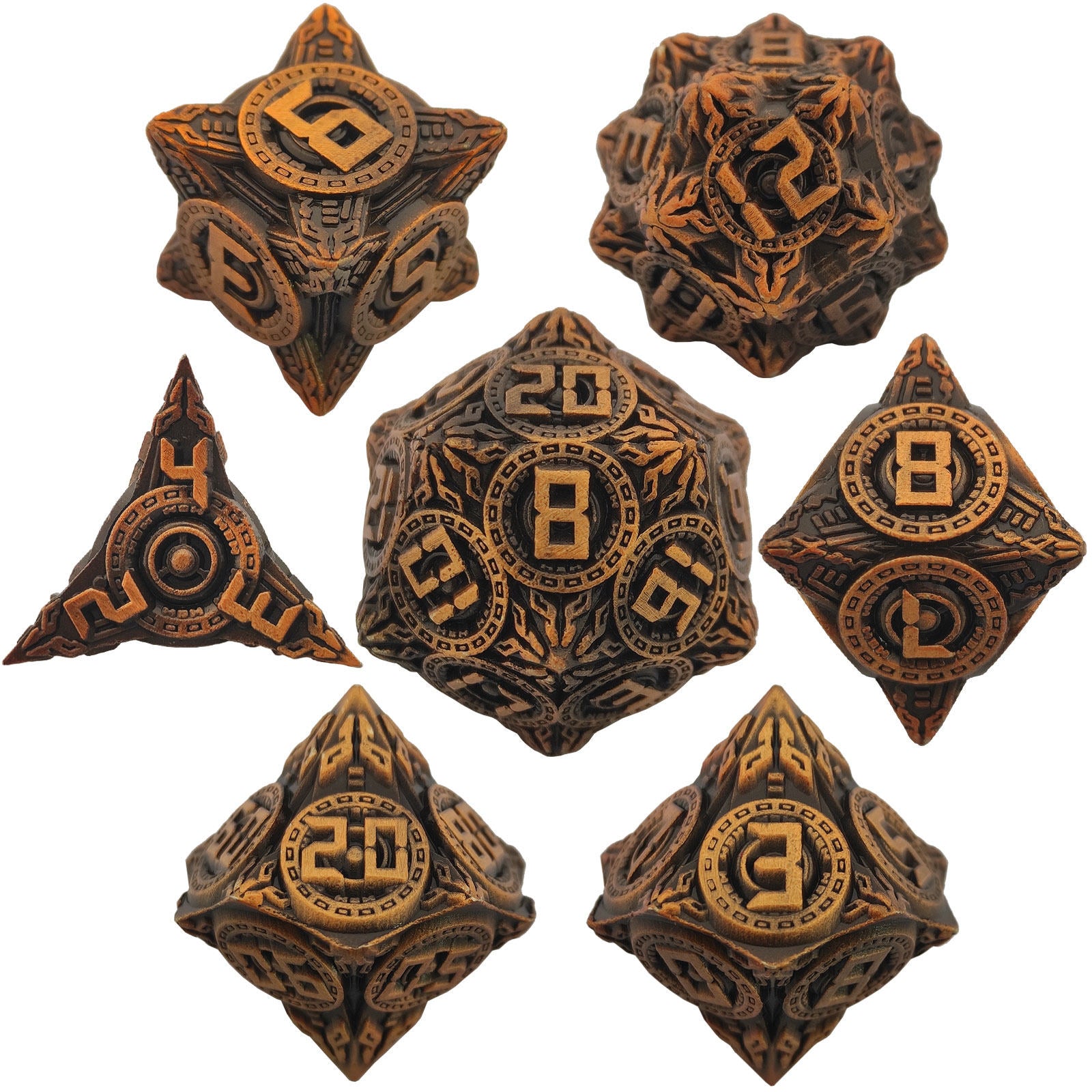 Tech Design Metal Dice Set – Premium Zinc Alloy Polyhedral DND RPG Dice