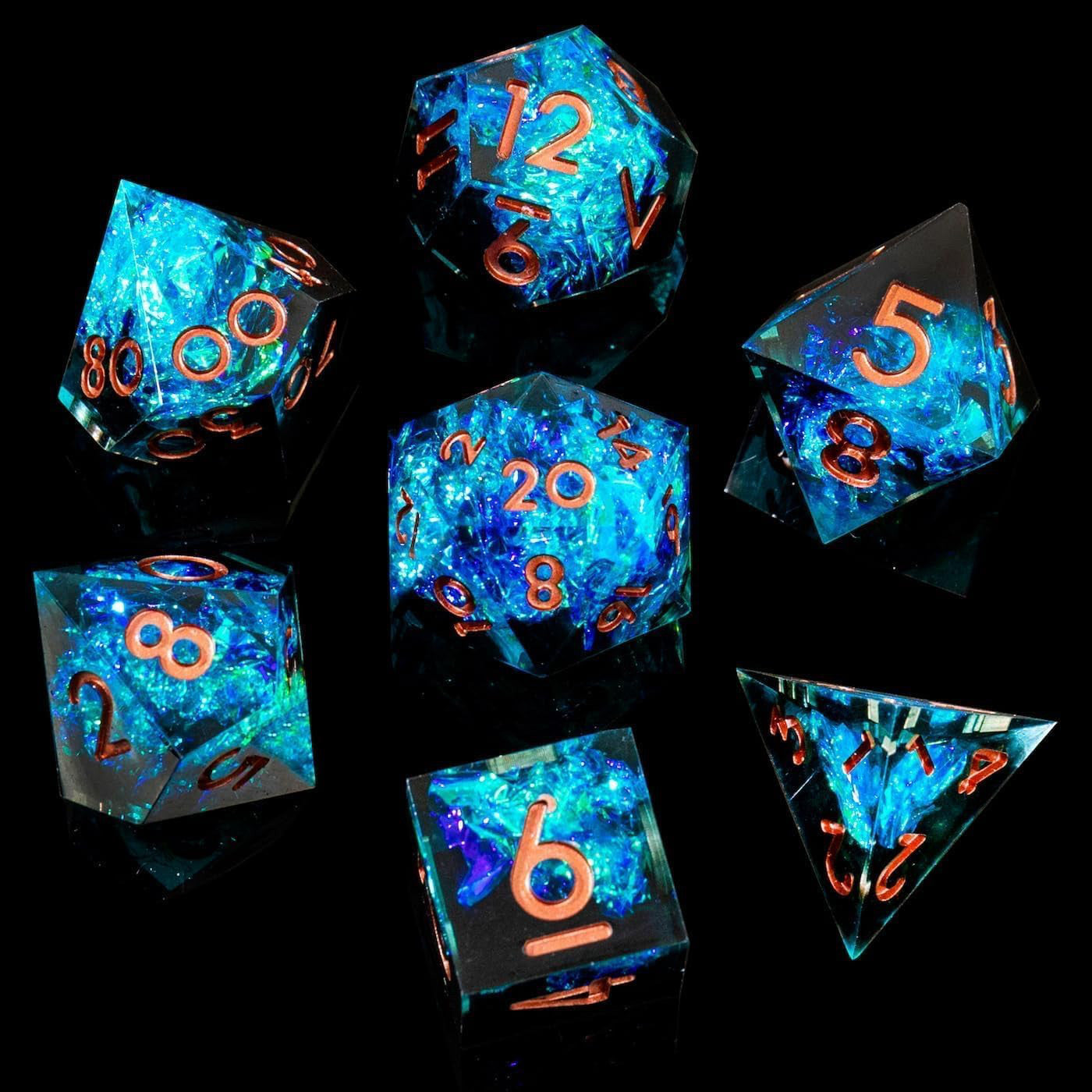 Handmade Sharp-Edge Resin Dice Set – DND COC TRPG Polyhedral RPG Dice