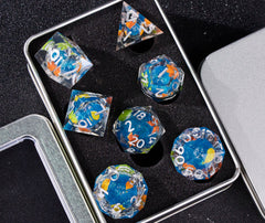 Resin Liquid Sand Plant Dice Set – Starry Sky Polyhedral D&D RPG Dice