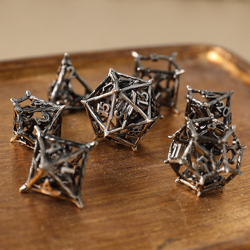 Bronze Hollow 3D Dragon Dice Set – Metal DND Dice for Tabletop RPG