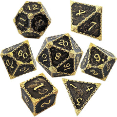 Solid Metal Dragon Dice – COC DND D20 TRPG Polyhedral Dice with Engraved Dragon Design