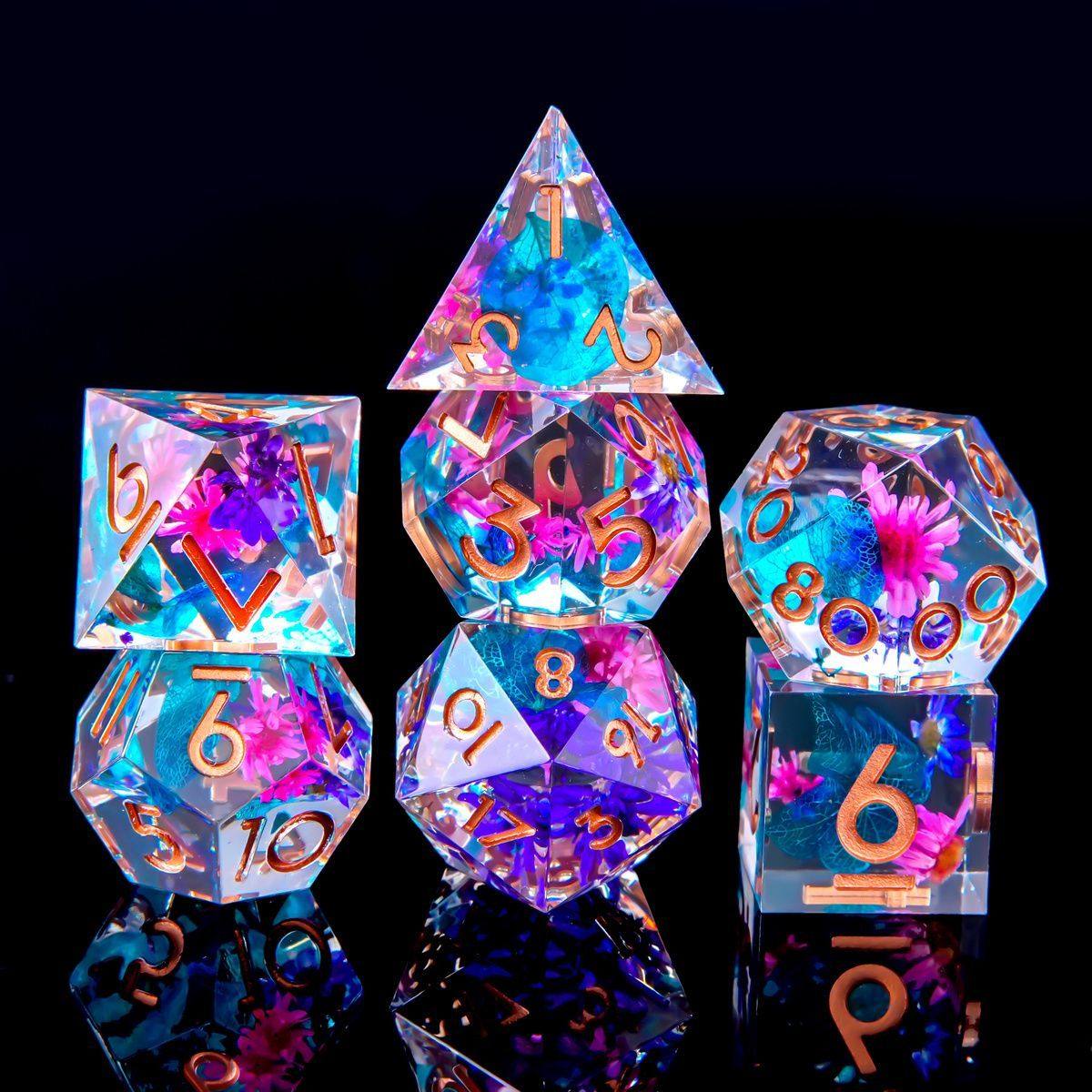 Handmade Sharp-Edge Resin Dice Set – DND COC TRPG Polyhedral RPG Dice