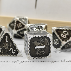 Solid Metal RPG Dice Set – Dragon Themed COC TRPG DND Polyhedral Dice