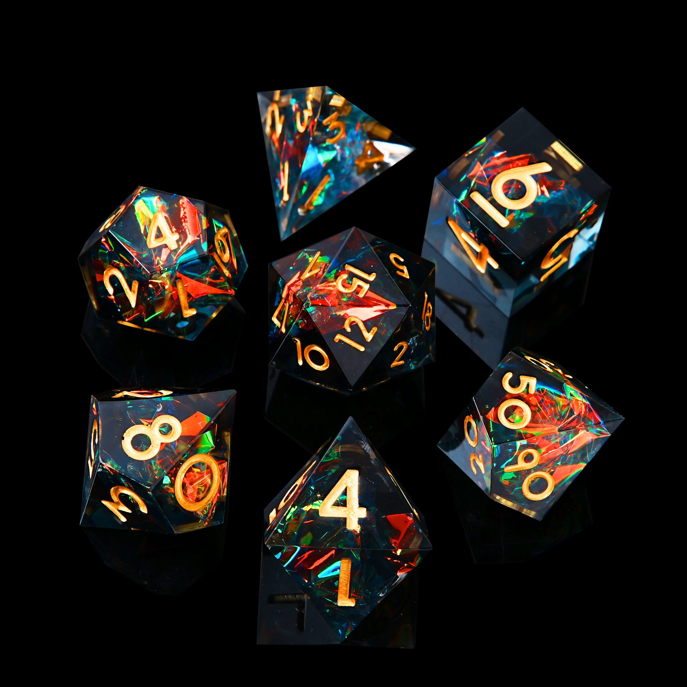 Handmade Sharp-Edge Resin Dice Set – DND COC TRPG Polyhedral RPG Dice