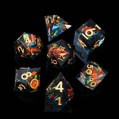 Handmade Sharp-Edge Resin Dice Set – DND COC TRPG Polyhedral RPG Dice