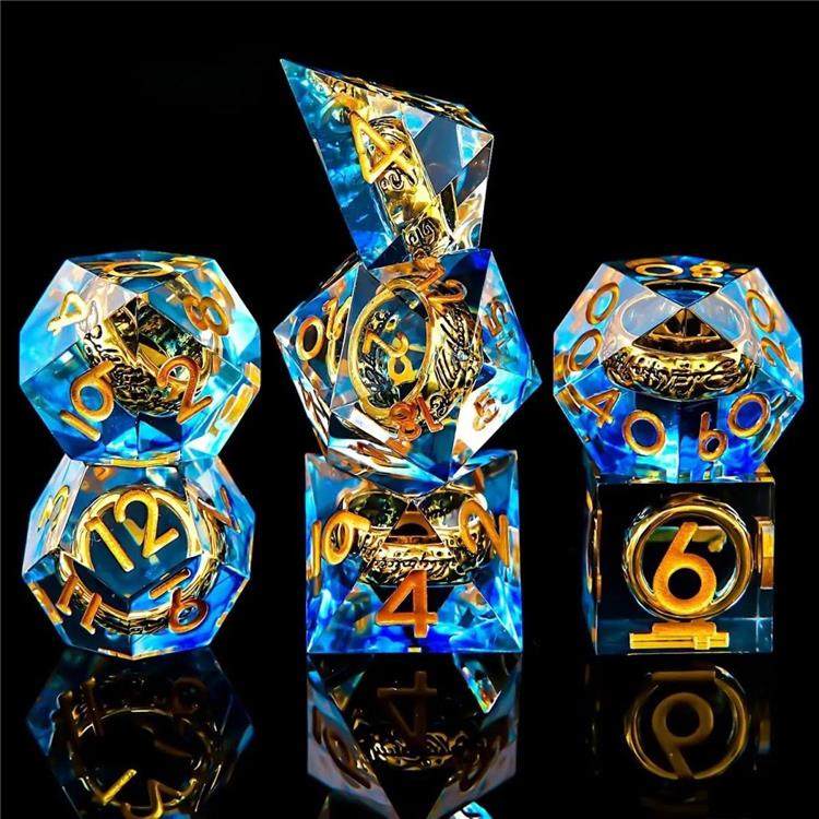 Handmade Sharp-Edge Resin Dice Set – DND COC TRPG Polyhedral RPG Dice