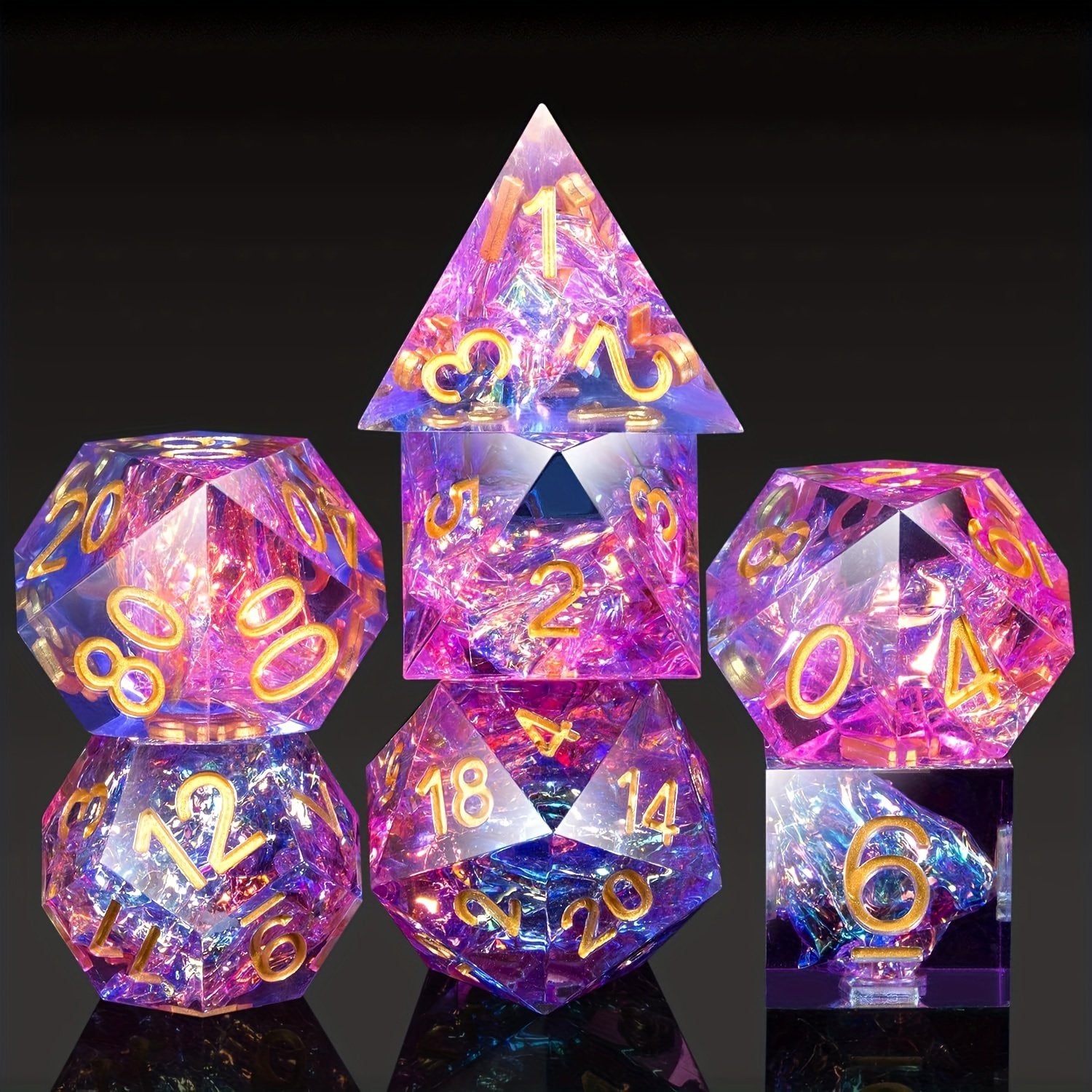 Handmade Sharp-Edge Resin Dice Set – DND COC TRPG Polyhedral RPG Dice