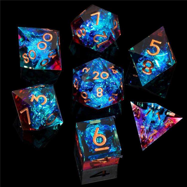 Handmade Sharp-Edge Resin Dice Set – DND COC TRPG Polyhedral RPG Dice