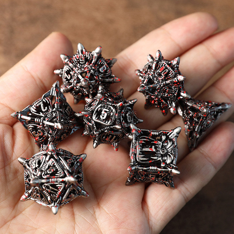 Bronze Hollow 3D Dragon Dice Set – Metal DND Dice for Tabletop RPG