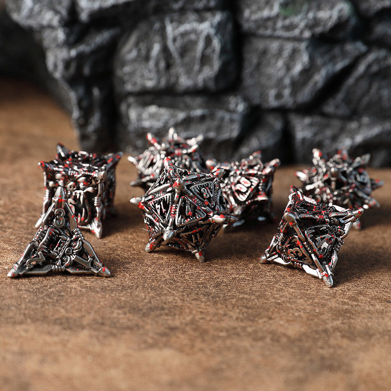 Bronze Hollow 3D Dragon Dice Set – Metal DND Dice for Tabletop RPG