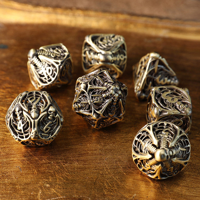 Bronze Hollow 3D Dragon Dice Set – Metal DND Dice for Tabletop RPG