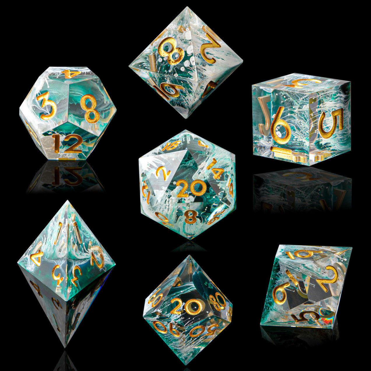 Handmade Sharp-Edge Resin Dice Set – DND COC TRPG Polyhedral RPG Dice