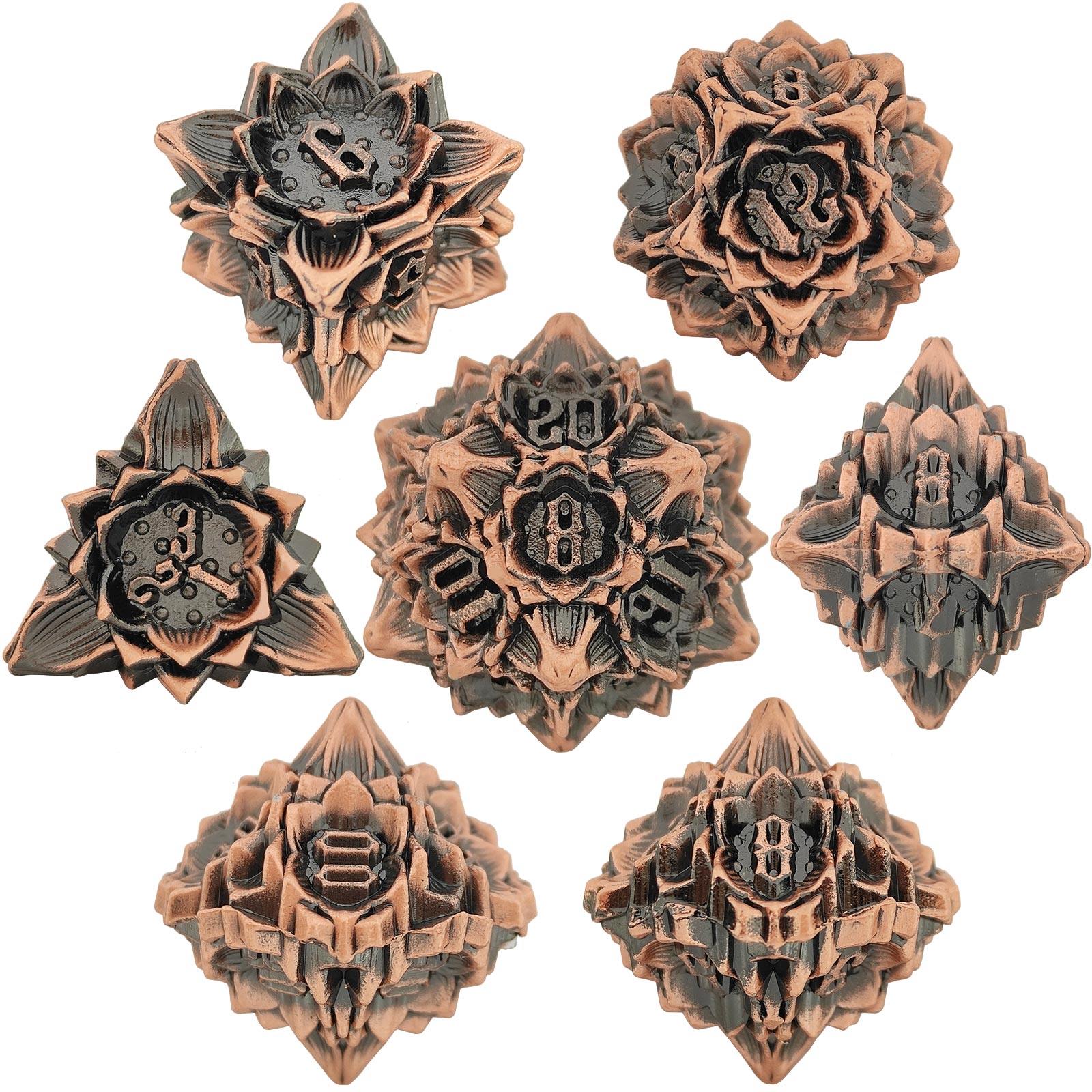 Lotus Metal Dice Set – Premium Zinc Alloy Polyhedral RPG Dice