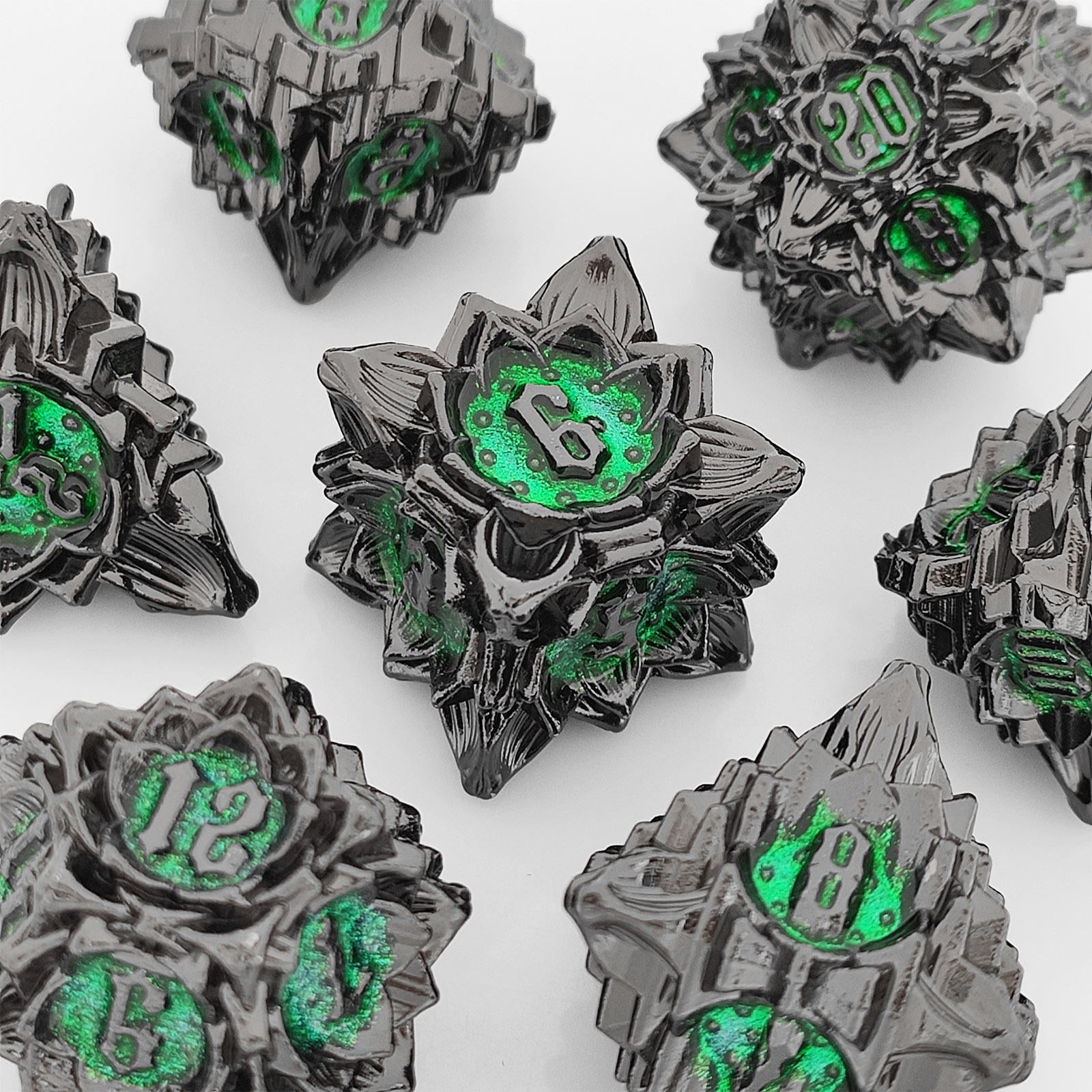 Lotus Metal Dice Set – Premium Zinc Alloy Polyhedral RPG Dice