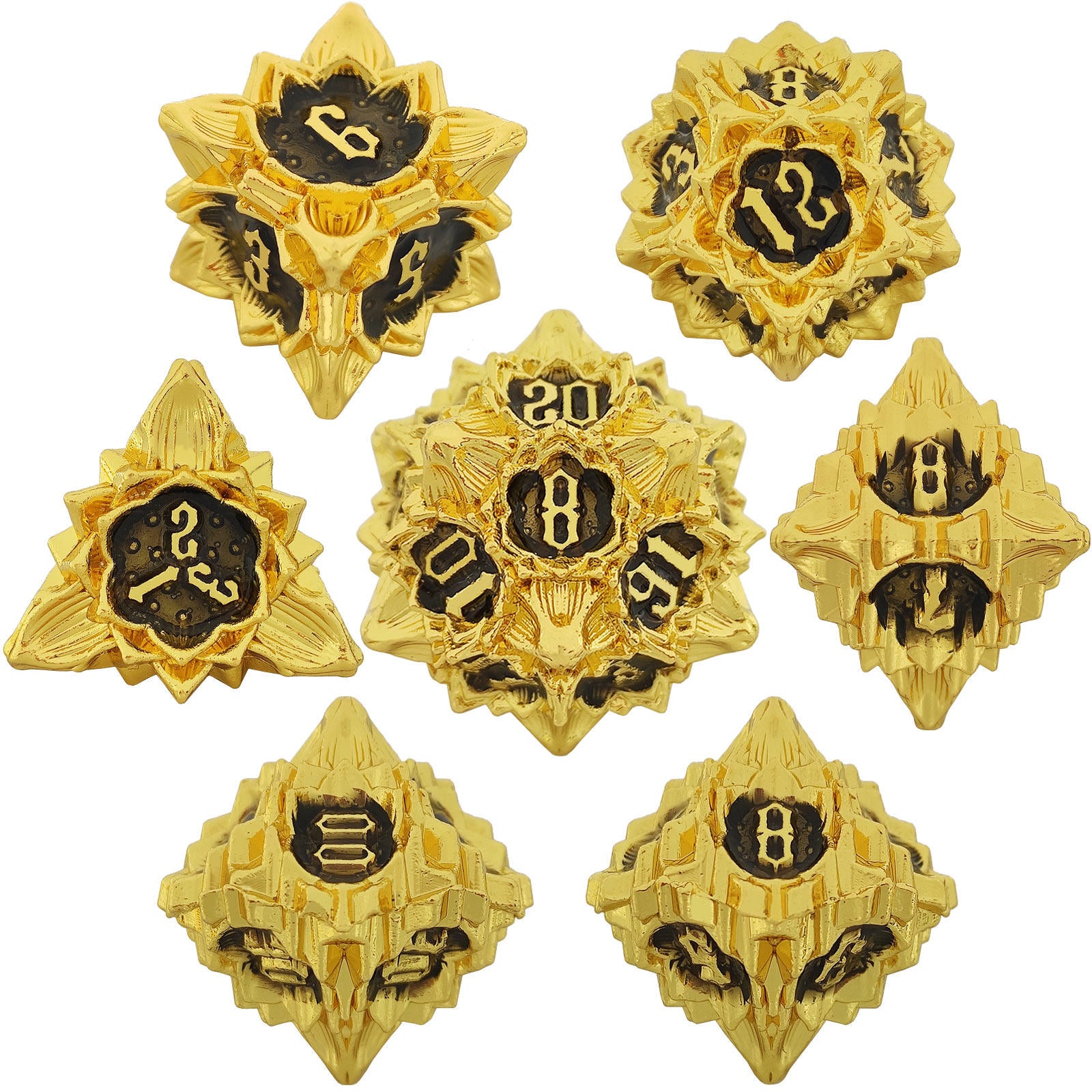 Lotus Metal Dice Set – Premium Zinc Alloy Polyhedral RPG Dice