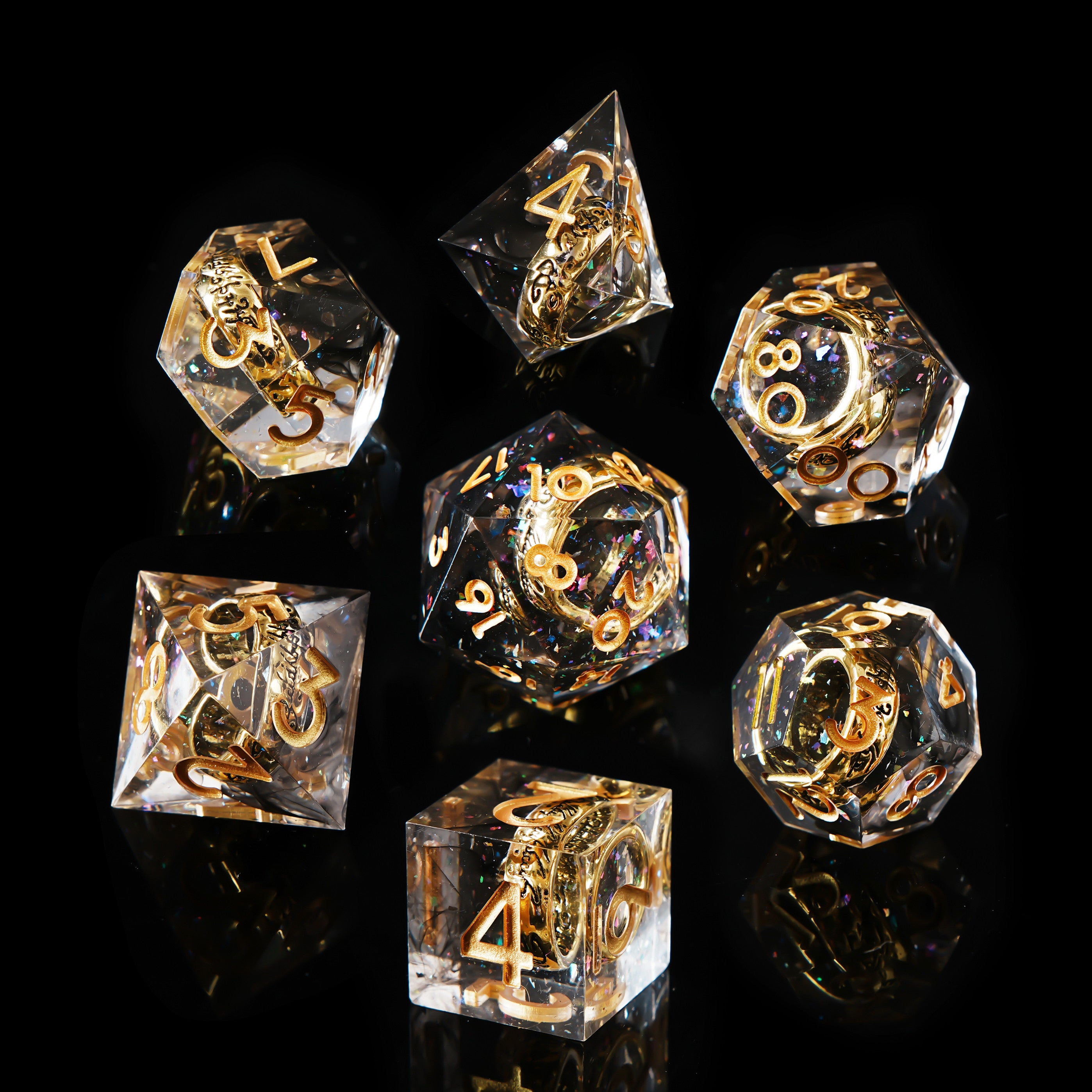Handmade Sharp-Edge Resin Dice Set – DND COC TRPG Polyhedral RPG Dice