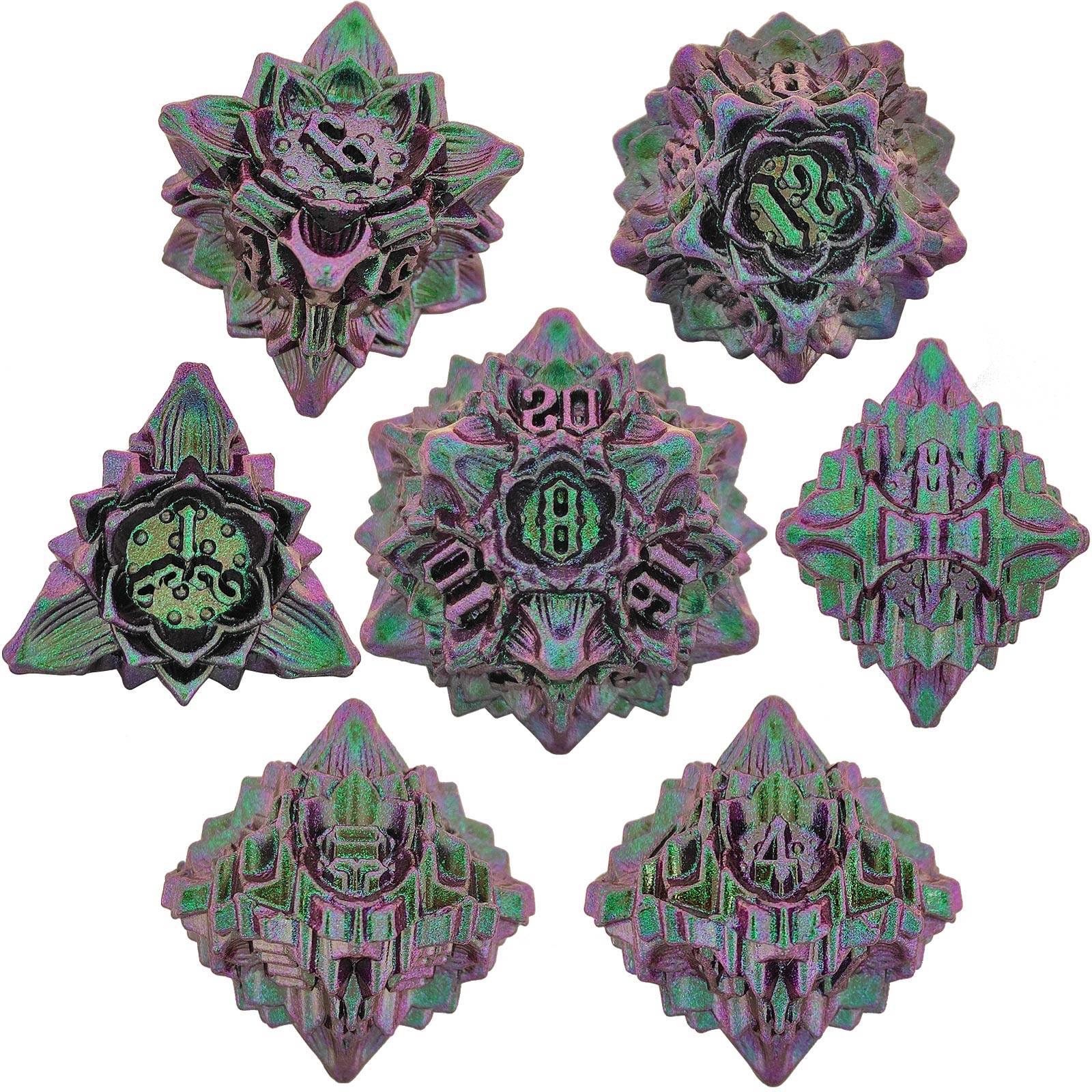 Lotus Metal Dice Set – Premium Zinc Alloy Polyhedral RPG Dice