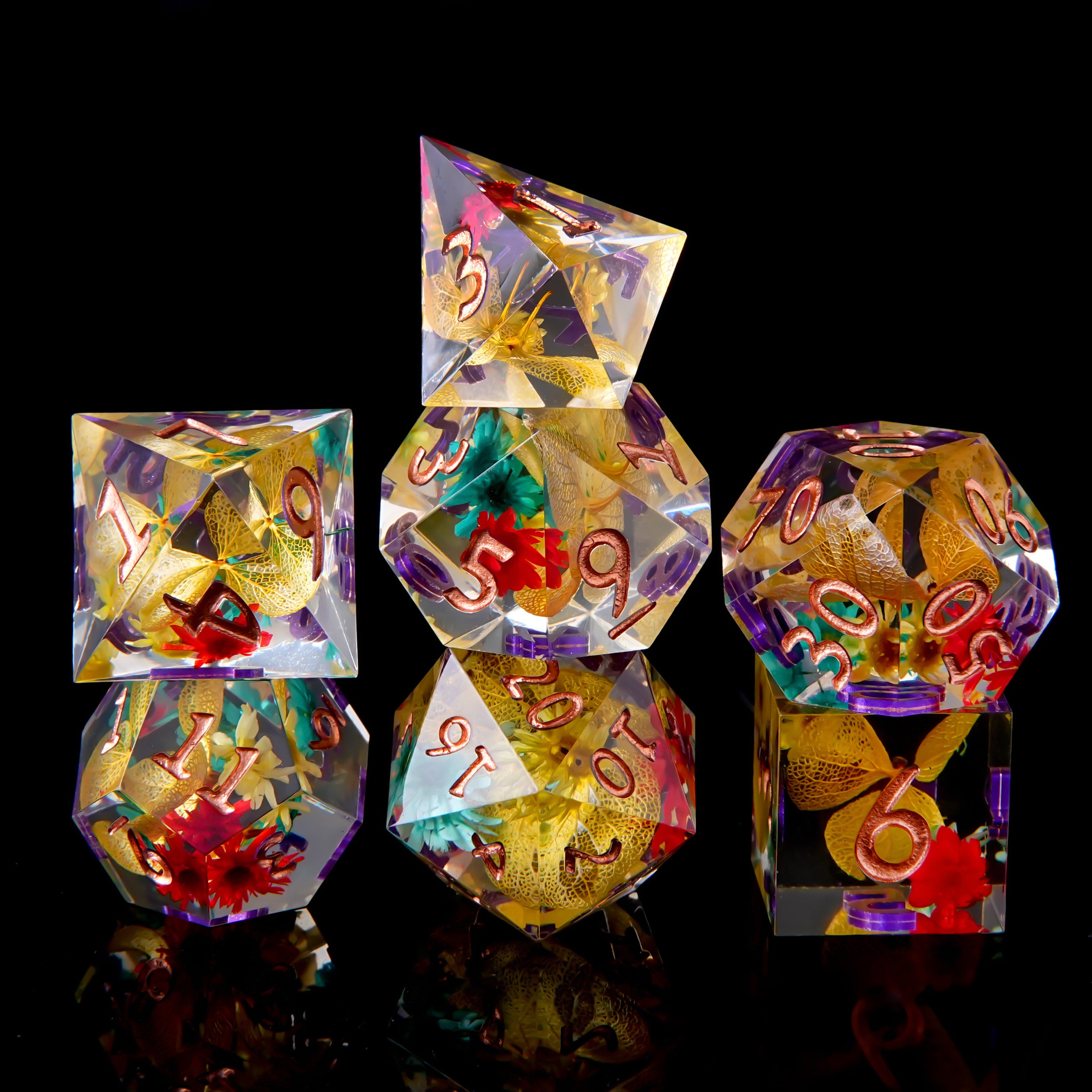 Handmade Sharp-Edge Resin Dice Set – DND COC TRPG Polyhedral RPG Dice