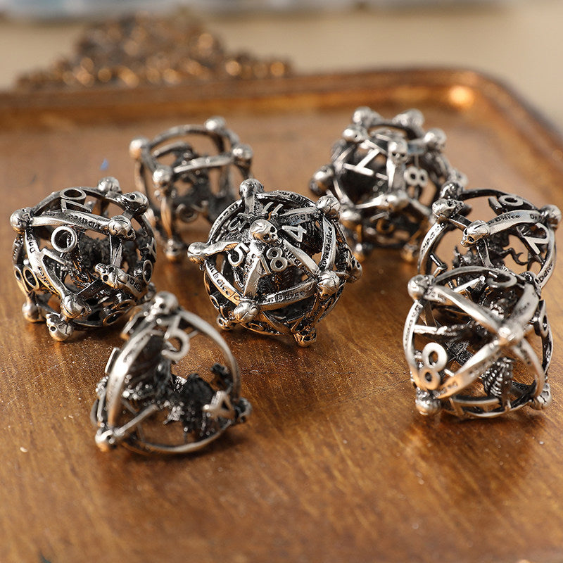 Bronze Hollow 3D Dragon Dice Set – Metal DND Dice for Tabletop RPG