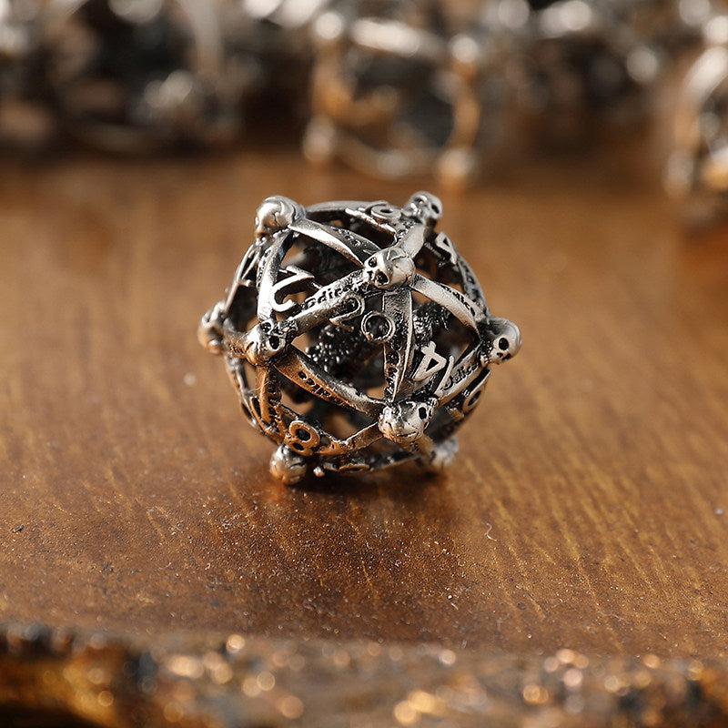 Bronze Hollow 3D Dragon Dice Set – Metal DND Dice for Tabletop RPG