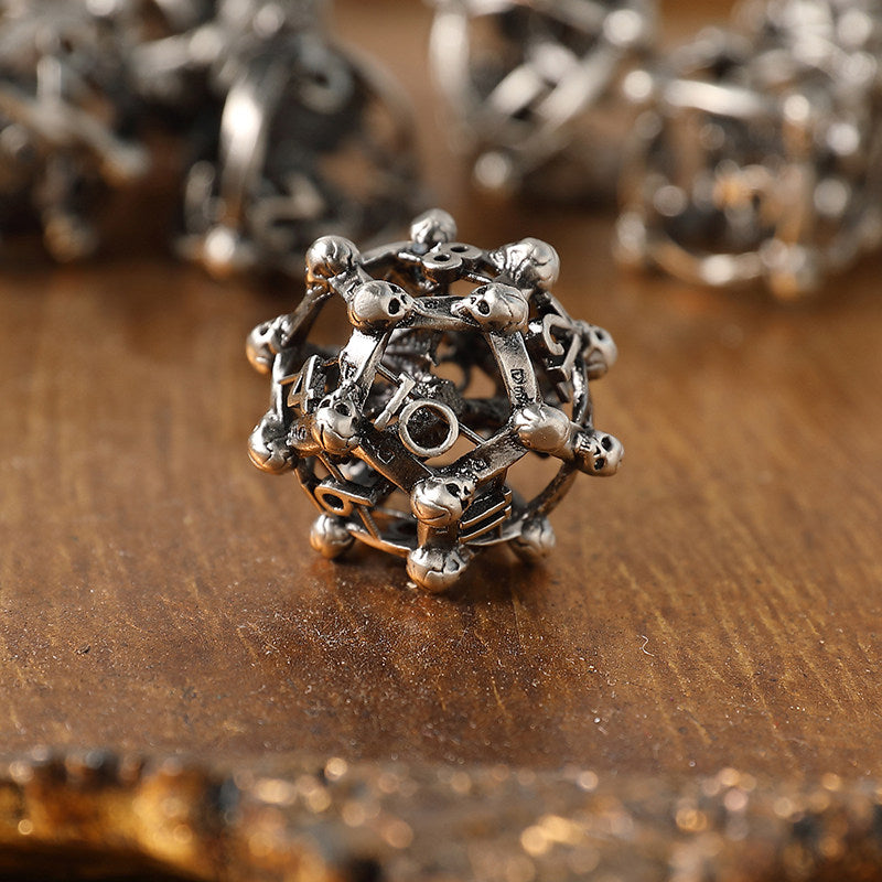 Bronze Hollow 3D Dragon Dice Set – Metal DND Dice for Tabletop RPG