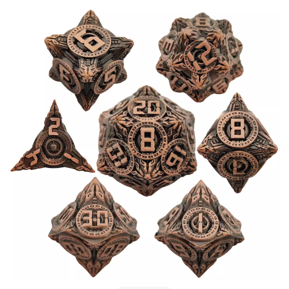 Tech Design Metal Dice Set – Premium Zinc Alloy Polyhedral DND RPG Dice