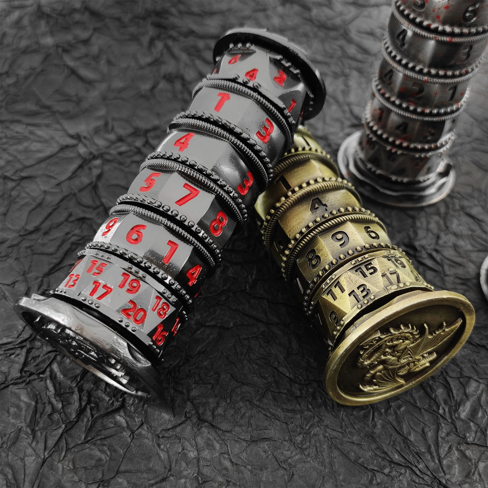 Metal Tower Dice Set – 7-in-1 DND, COC, Dragon & Dungeon D20 Polyhedral Dice
