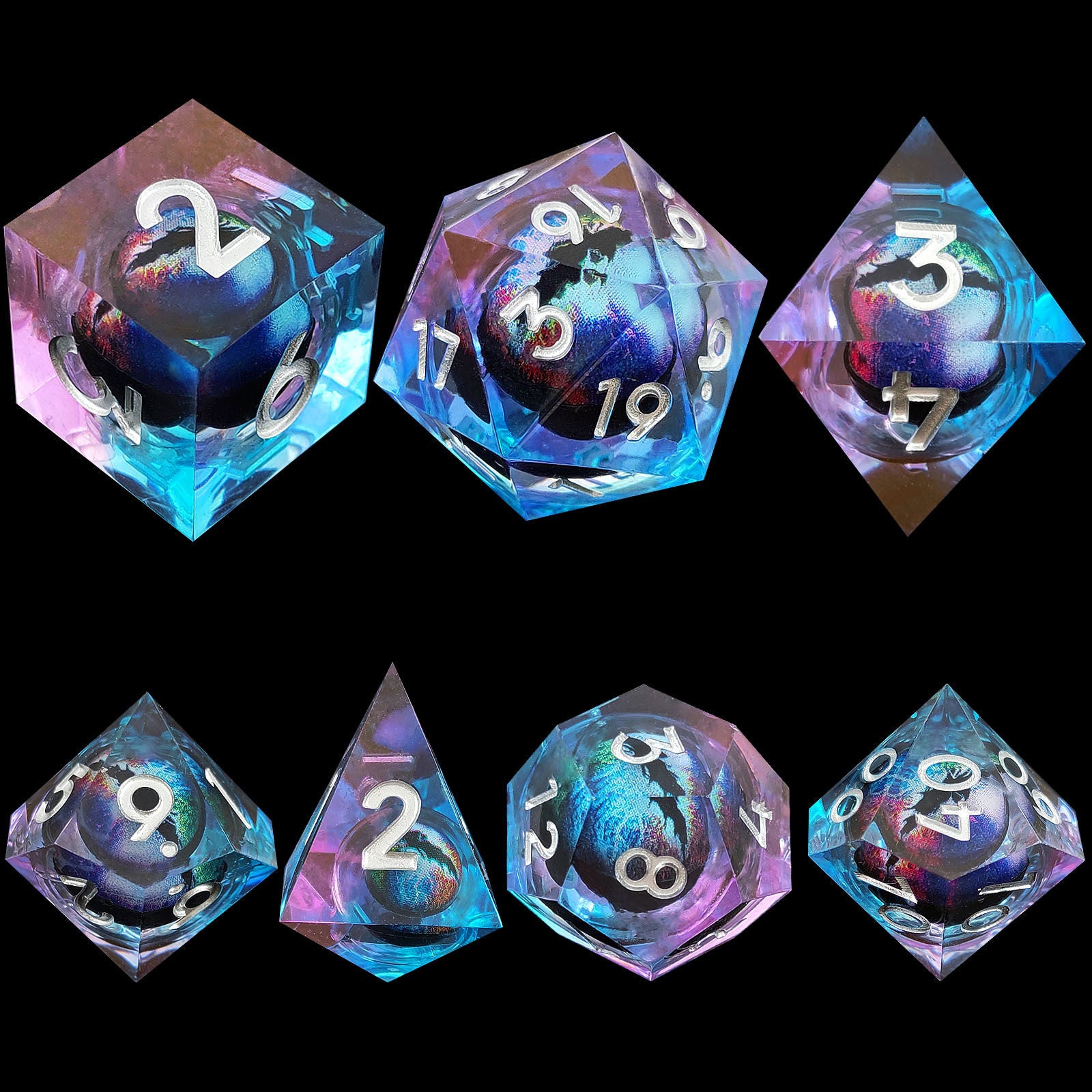 Dragon Eye Resin Dice – Movable Eye D20 Dice for COC, DND, Baldur’s Gate 3 TRPG