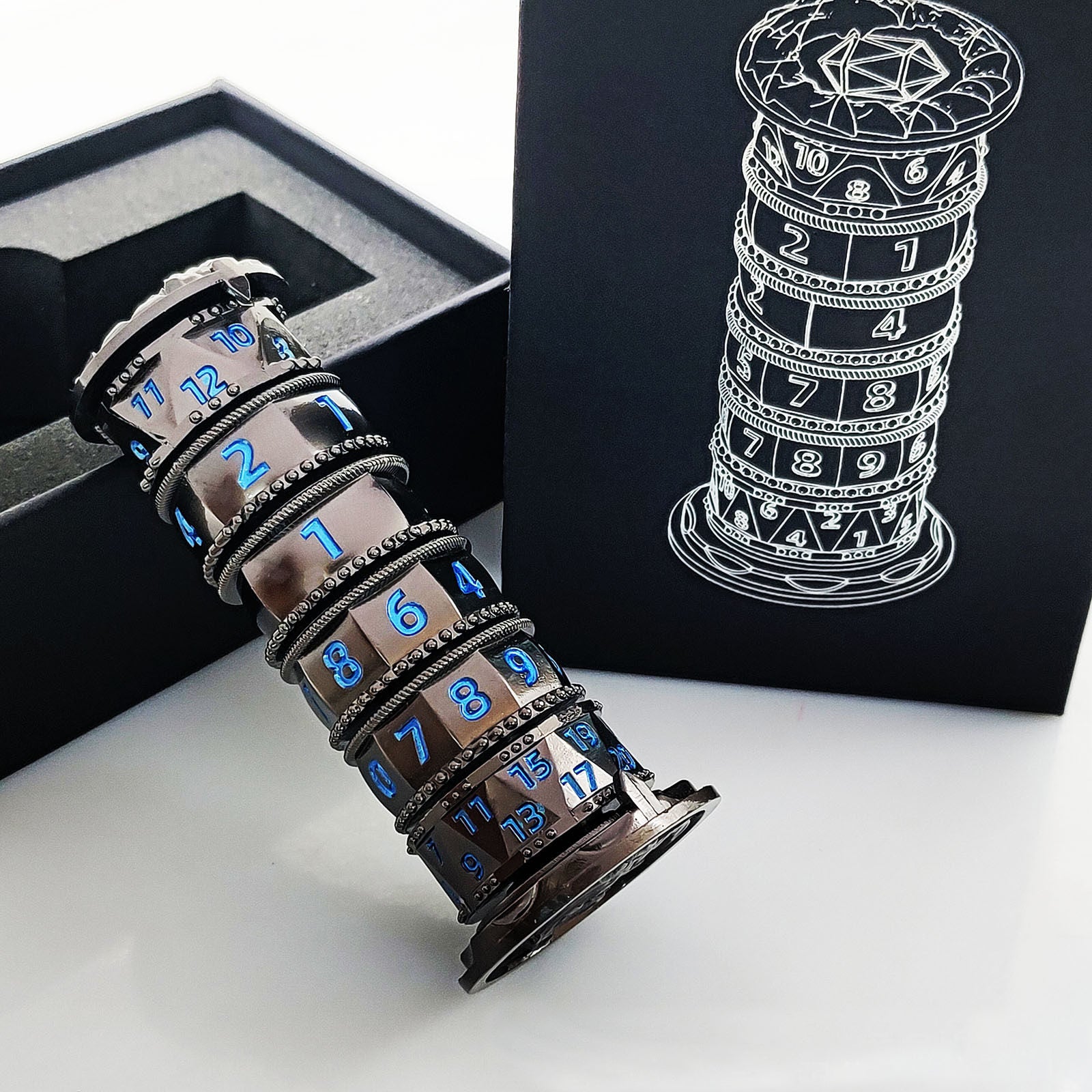 Metal Tower Dice Set – 7-in-1 DND, COC, Dragon & Dungeon D20 Polyhedral Dice